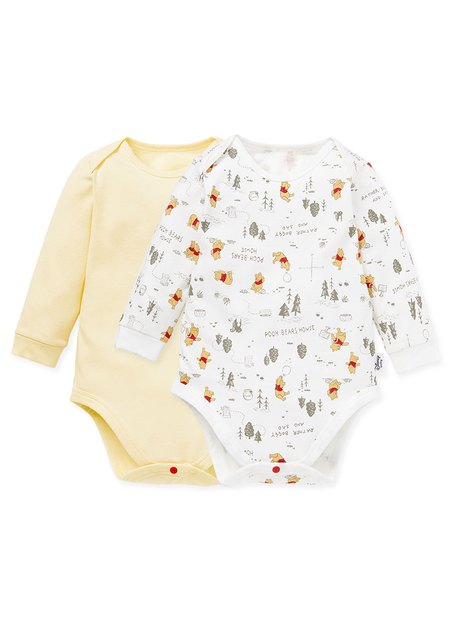 BABY Q彈棉質長袖包屁衣(2入)-森林維尼