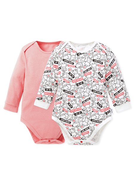 BABY Q彈棉質長袖包屁衣(2入)-標籤佩佩豬