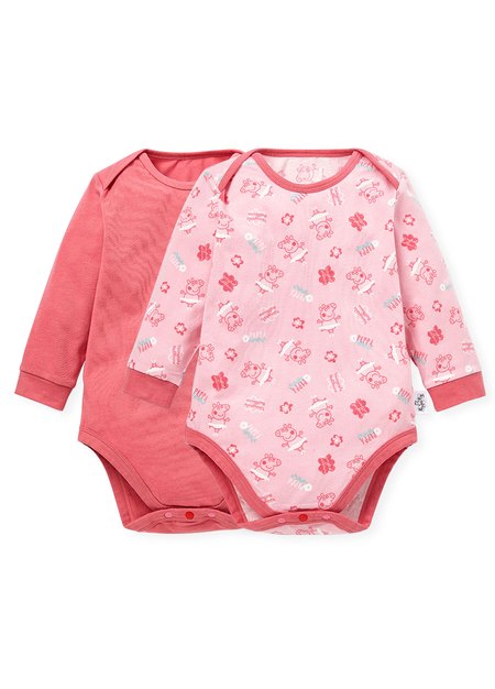 BABY Q彈棉質長袖包屁衣(2入)-跳舞佩佩豬
