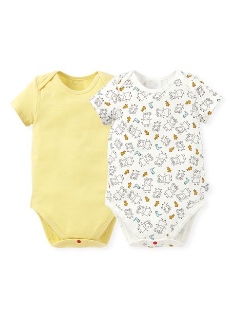 BABY Q彈棉質包屁衣(2入)-線稿佩佩豬