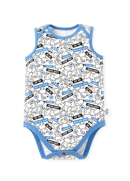 BABY Q彈棉質無袖包屁衣(2入)-標籤佩佩豬-藍色2