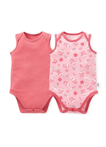BABY Q彈棉質無袖包屁衣(2入)-跳舞佩佩豬