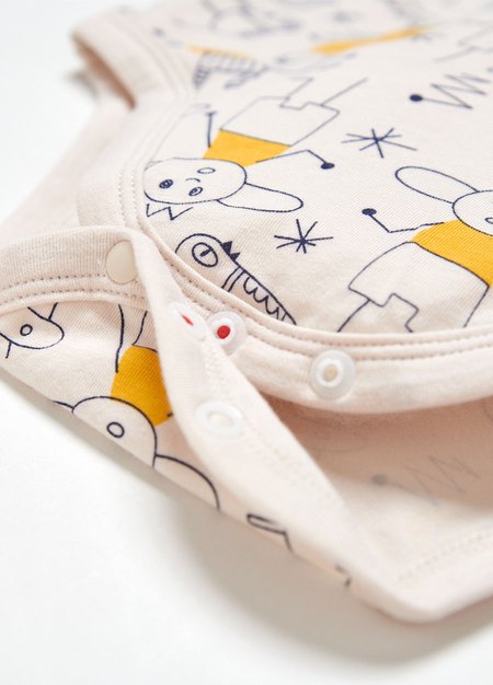 BABY Q彈棉質長袖包屁衣-童趣線條