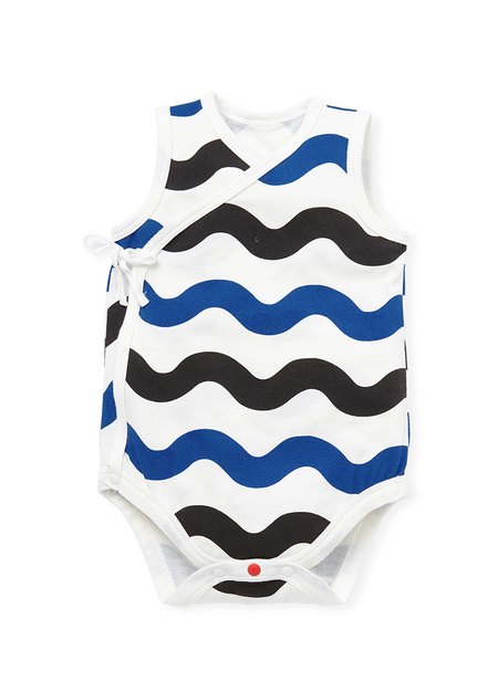 BABY Q彈棉質無袖包屁衣(2入)-點點/水波紋