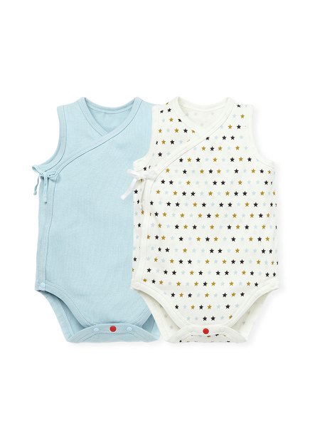 BABY Q彈棉質無袖包屁衣(2入)-星星