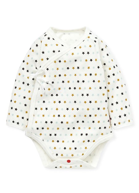 新生兒 Q彈棉質長袖包屁衣(2入)-星星