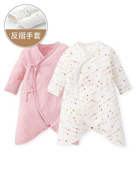 新生兒Q彈棉質蝴蝶衣(2入)-幾何三角