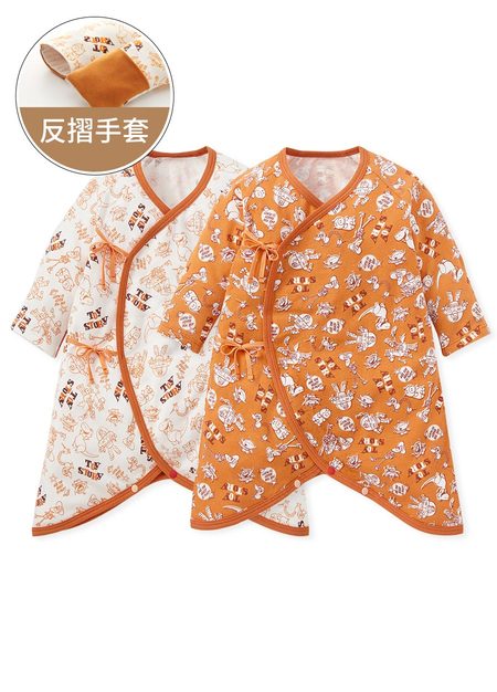 新生兒Q彈棉質蝴蝶衣(2入)-玩具總動員-橘色1