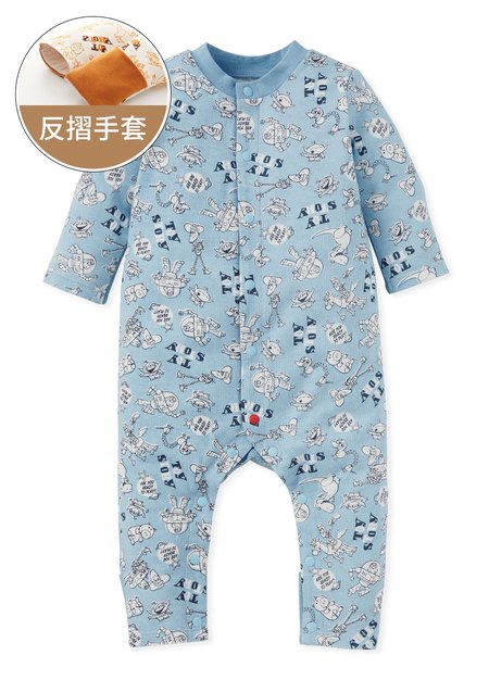新生兒長袖連身衣-玩具總動員-天藍1