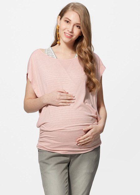 罩衫背心假兩件孕婦裝.哺乳衣