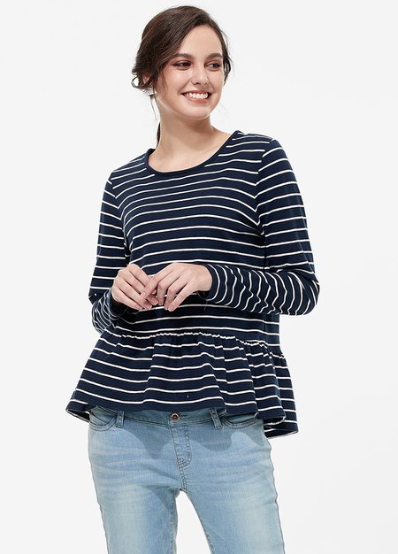 橫紋造型哺乳上衣