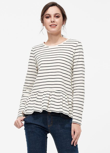 橫紋造型哺乳上衣