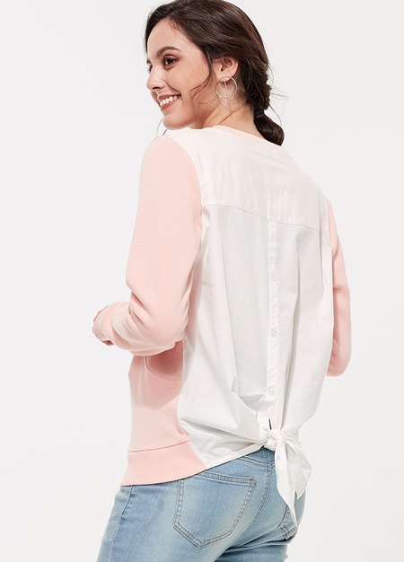 異材質剪接哺乳上衣