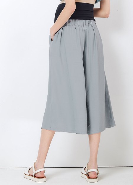 垂墜寬版孕婦褲裙-灰藍4
