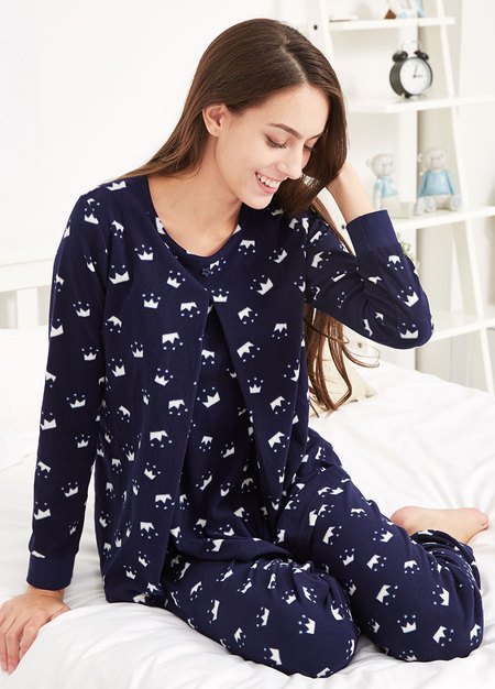 超細刷毛孕哺居家服組-丈青1
