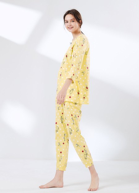 迪士尼維尼孕哺居家服組-黃色4