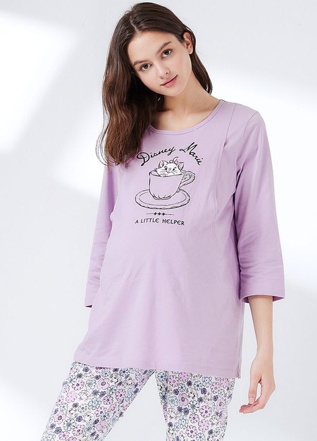 迪士尼瑪麗貓孕哺居家服組-淺紫1