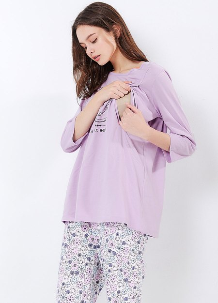迪士尼瑪麗貓孕哺居家服組-淺紫4