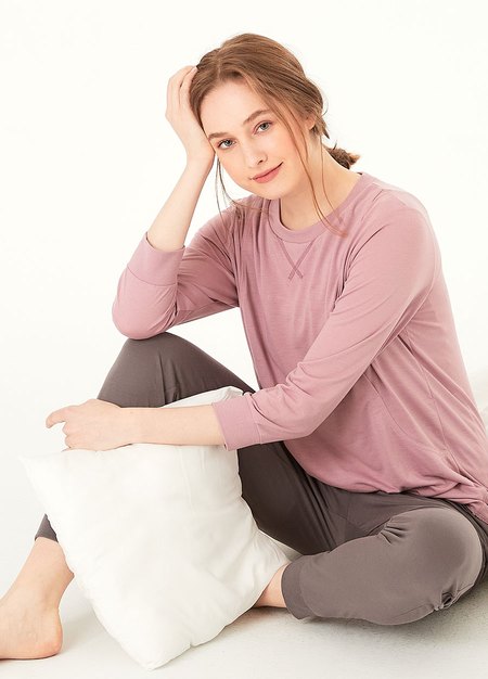 素色撞色孕哺居家服組