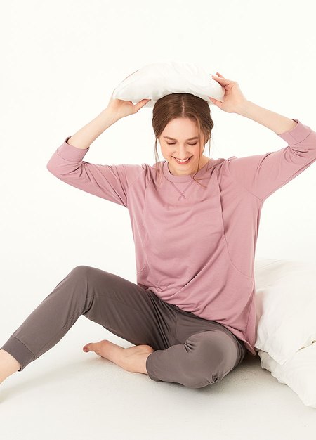 素色撞色孕哺居家服組