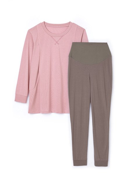 素色撞色孕哺居家服組