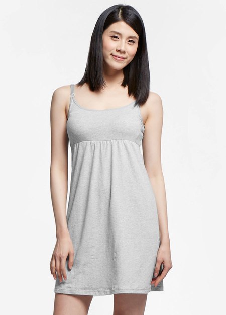 Bra Top 棉感孕哺乳洋裝-麻灰1