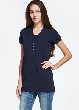 連帽長版孕婦裝.哺乳上衣