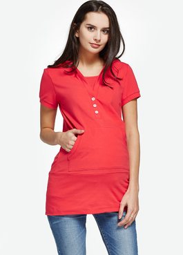 連帽長版孕婦裝.哺乳上衣