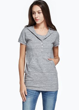 連帽長版孕婦裝.哺乳上衣