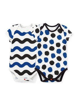 BABY Q彈棉質包屁衣(2入)-點點/水波紋