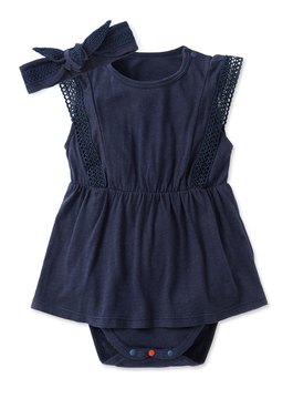 BABY蕾絲造型包屁洋裝(附髮帶)