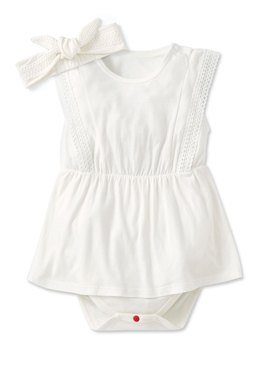 BABY蕾絲造型包屁洋裝(附髮帶)