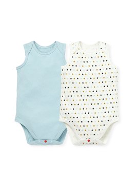 BABY Q彈棉質無袖包屁衣(2入)-星星