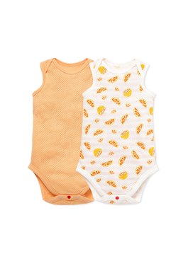 BABY純棉網眼無袖包屁衣(2入)-西瓜/柳丁/西洋梨