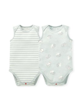BABY Q彈棉質無袖包屁衣(2入)-刺蝟寶寶