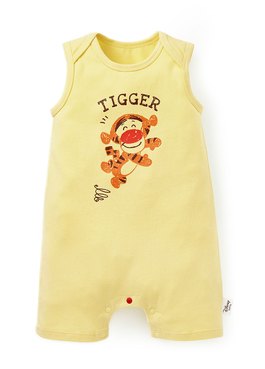BABY迪士尼Q彈無袖連身包屁衣-跳跳虎 - 淺黃