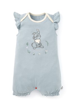 BABY迪士尼Q彈荷葉連身包屁衣-桑普兔 - 灰藍