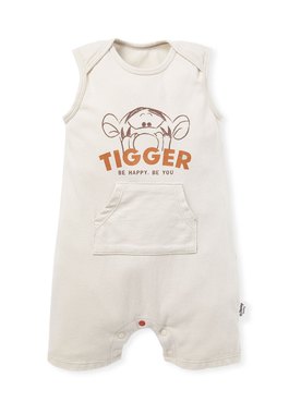 BABY迪士尼Q彈無袖連身包屁衣-跳跳虎 - 卡其