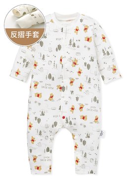 新生兒長袖連身衣-森林維尼 - 淺黃