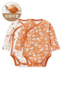 新生兒Q彈棉質長袖包屁衣(2入)-玩具總動員 - 橘色