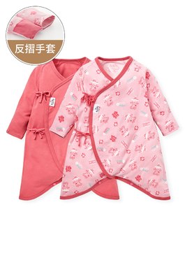 新生兒Q彈棉質蝴蝶衣(2入)-跳舞佩佩豬 - 深粉