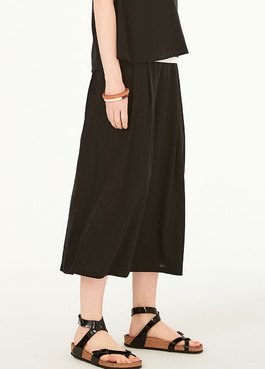 混麻垂墜孕婦寬褲 - 黑色
