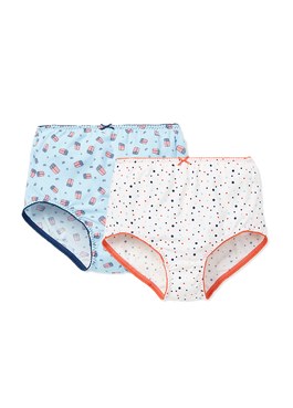 MERYL抗菌孕婦印花中高腰內褲(2入組) - 淺藍