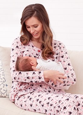 滿天星米妮孕哺居家服組(長袖+長褲) - 淺粉