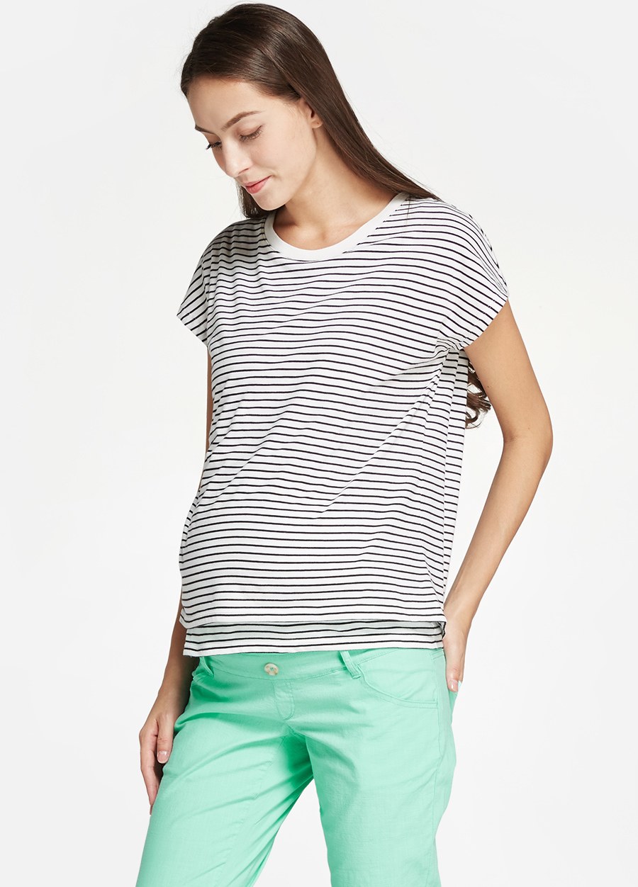 基本橫紋連袖孕婦裝.哺乳衣