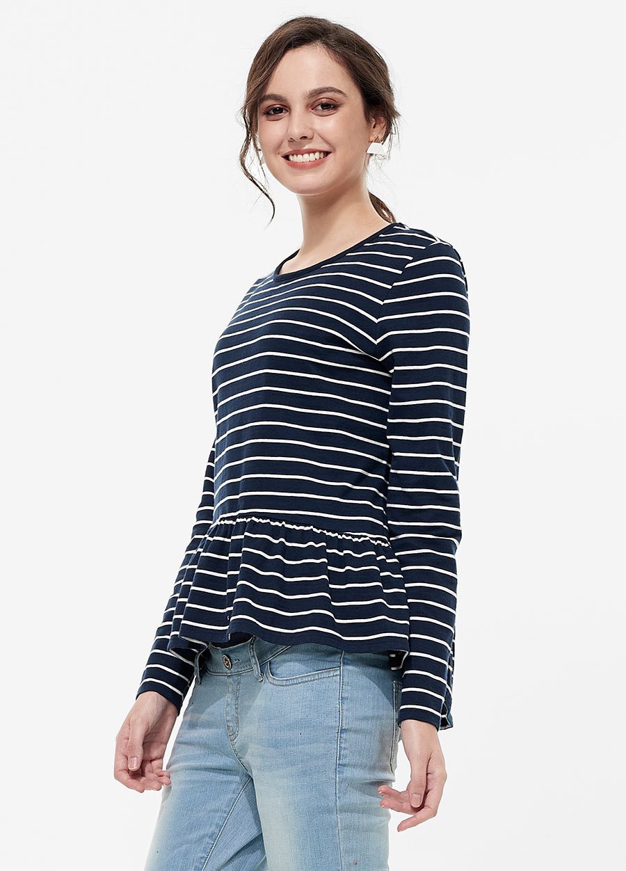 橫紋造型哺乳上衣