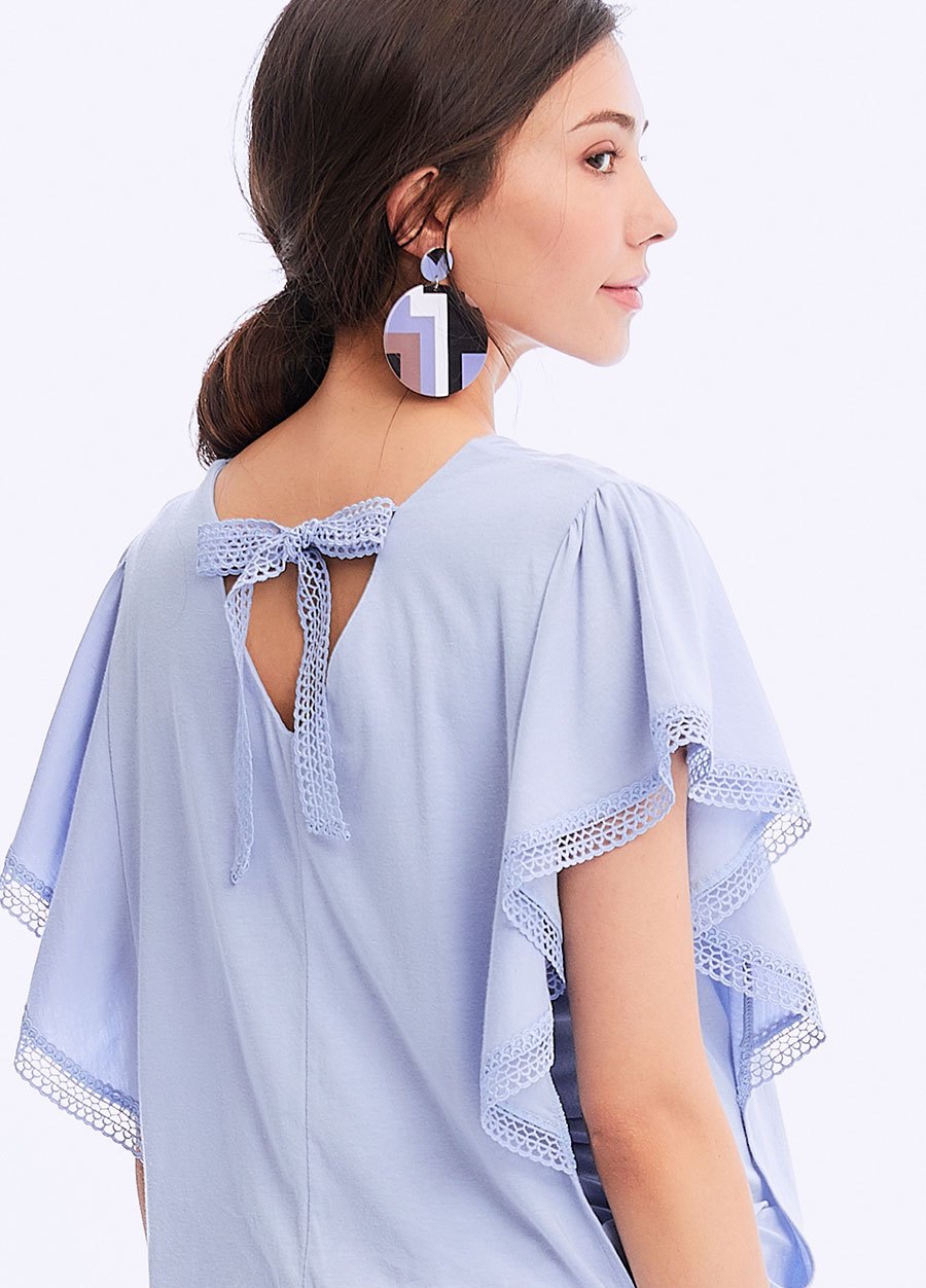 V領荷葉袖孕哺上衣