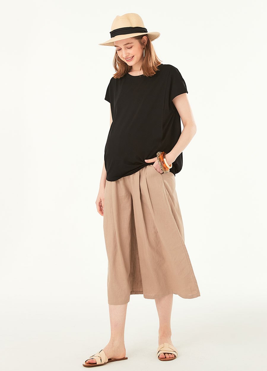 小蓋袖垂墜寬鬆孕哺上衣