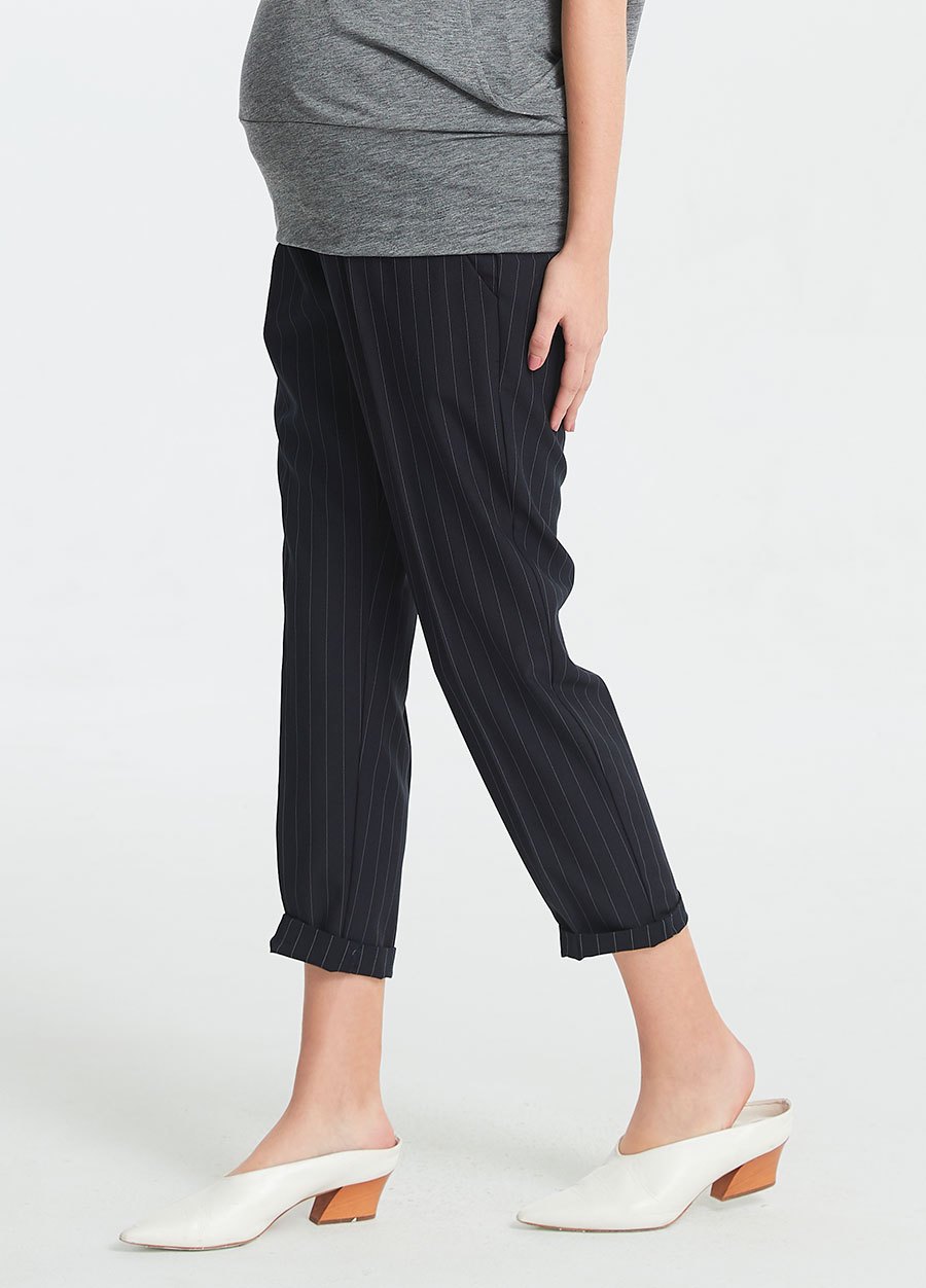 顯瘦反摺上班孕婦褲