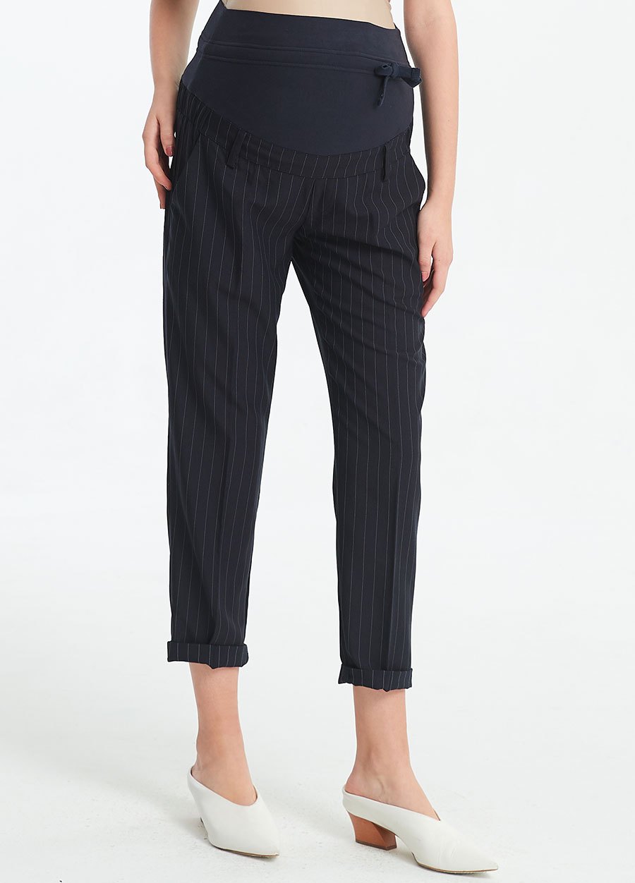 顯瘦反摺上班孕婦褲